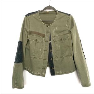 Free People army green cropped jacket